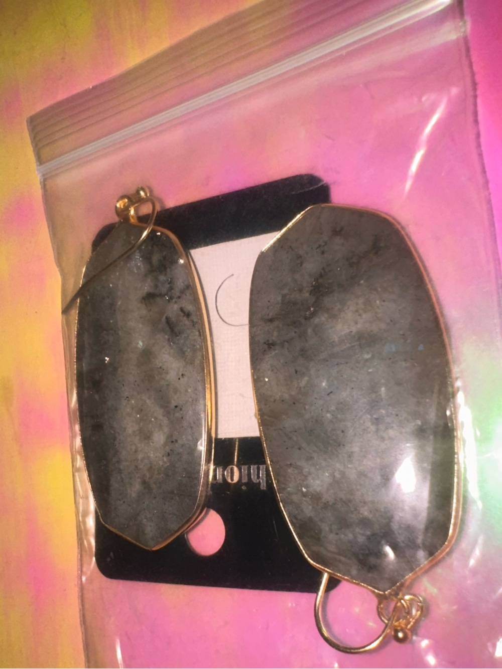 Labradorite Crystal Gemstone Earrings - Picture 4 of 4